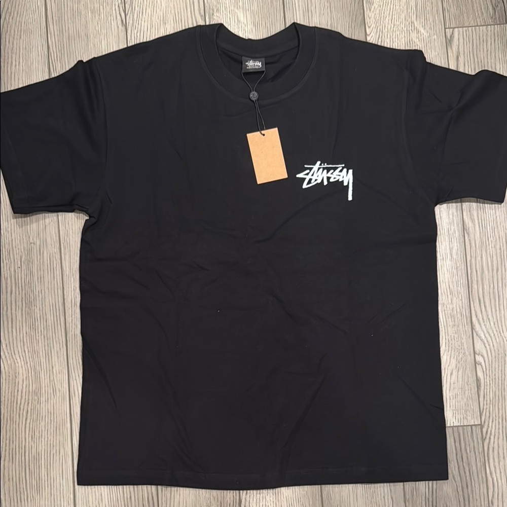 Stussy Black Short Sleeve Tee Iconic Crew Neck